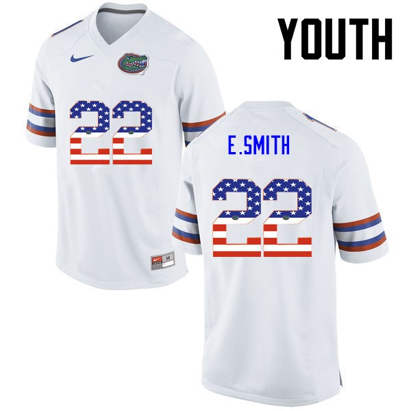 Florida Gators Youth #22 Emmitt Smith College Football USA Flag Fashion White